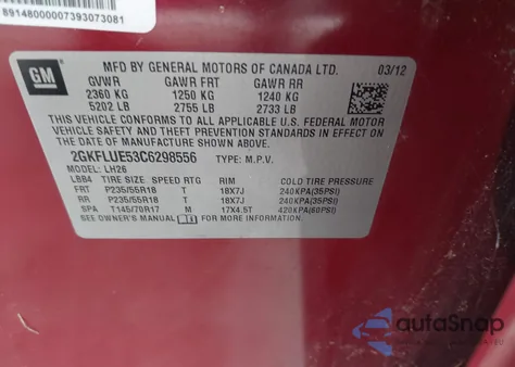 2012 GMC Terrain Slt-1 from USA, damaged, VIN 2GKFLUE53C6298556